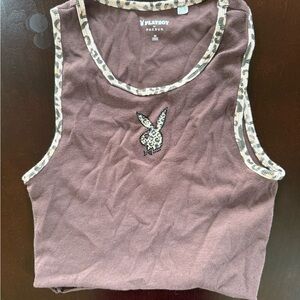 PacSun PLAYBOY Brown Fitted Crop Tank Top Size Medium